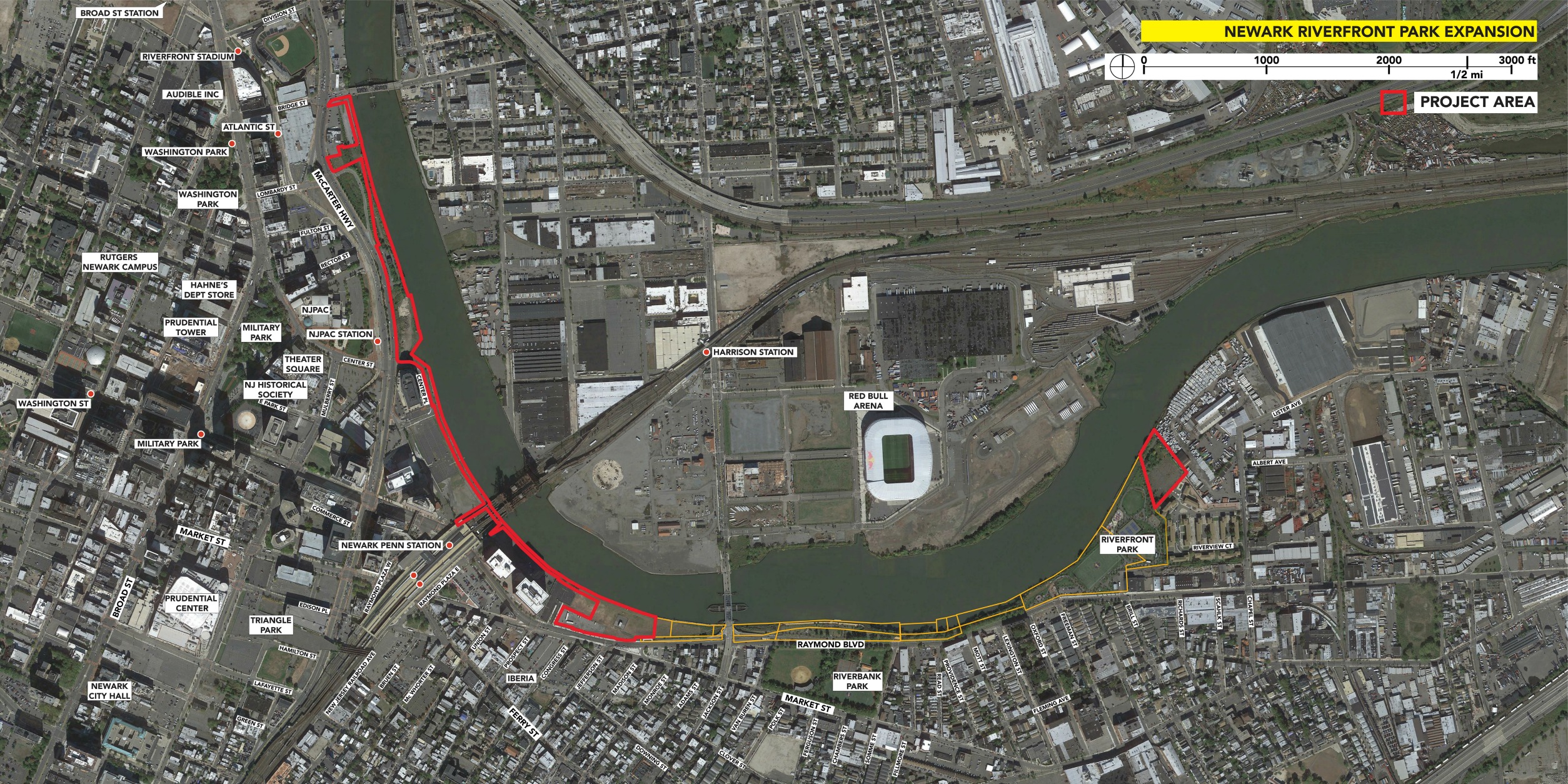 Riverfront Park Expansion Newark map