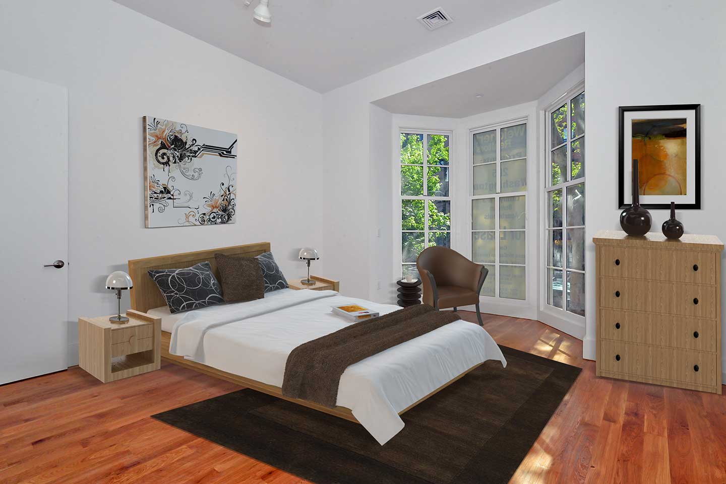 jersey city luxury rentals 205 washington street bedroom staged