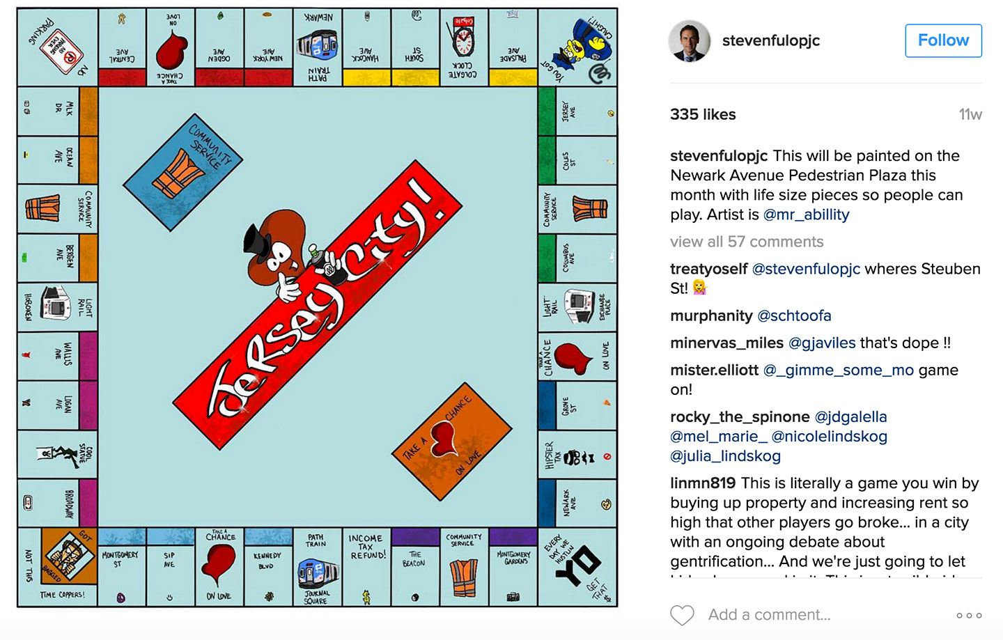 jersey city monopoly board mural steven fulop