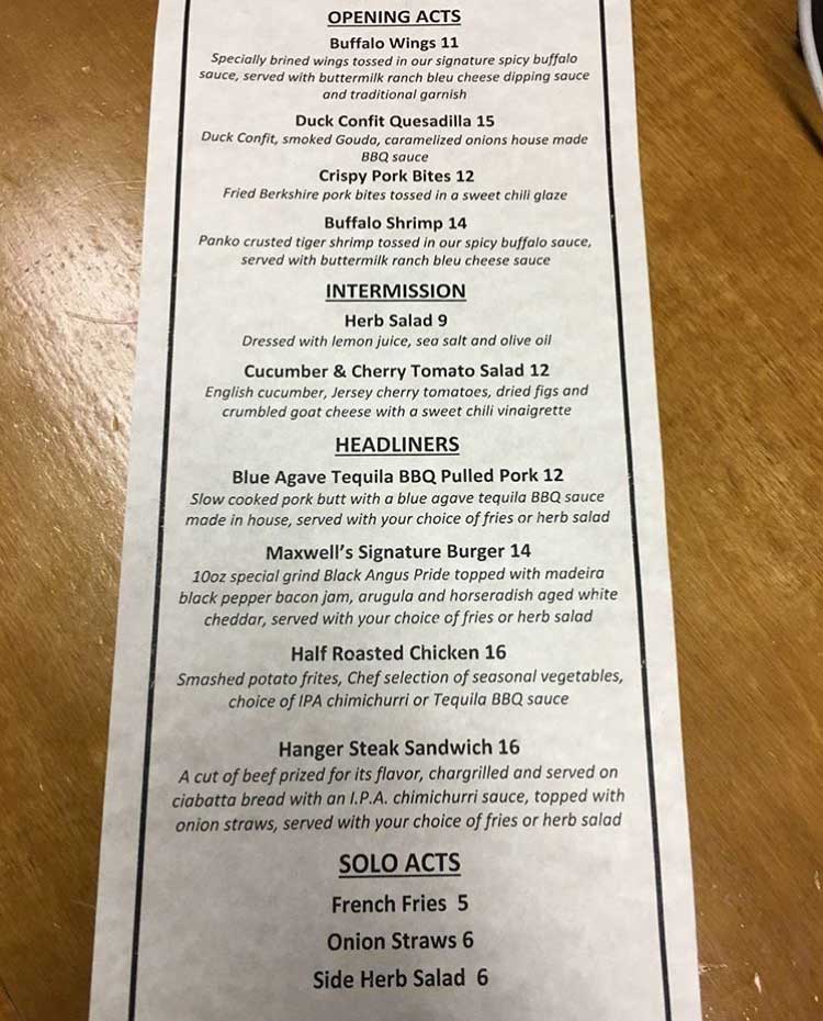 maxwells hoboken menu