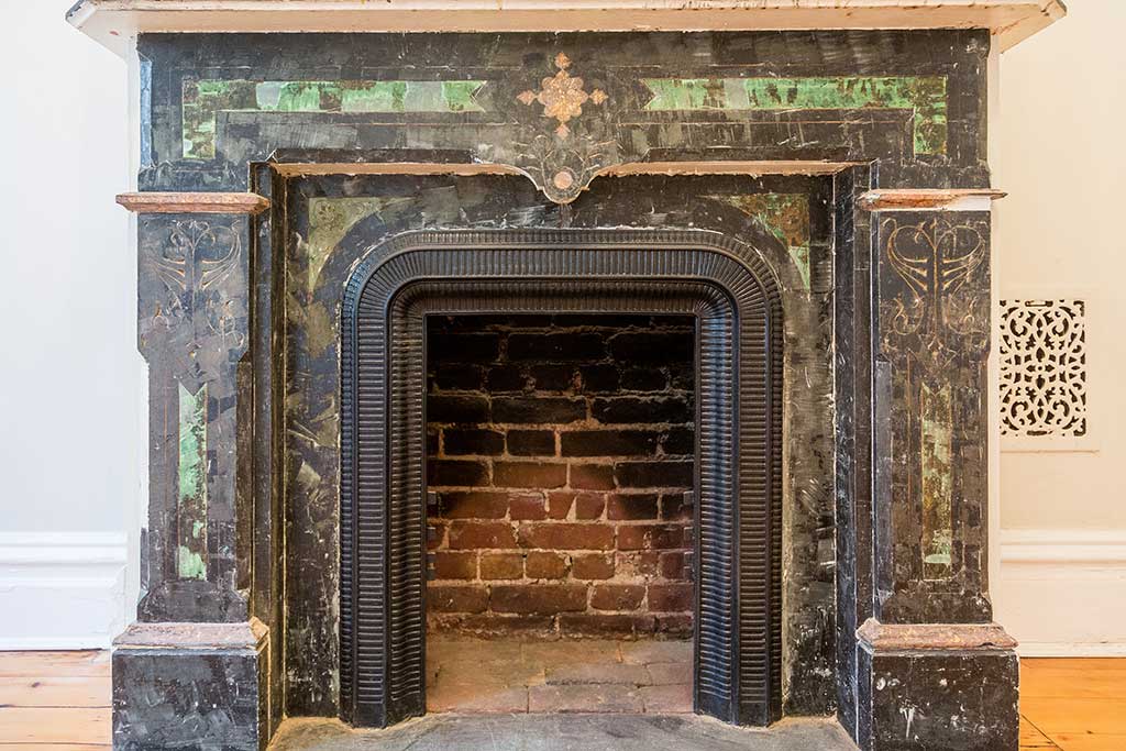 restored fireplace jersey city townhouse