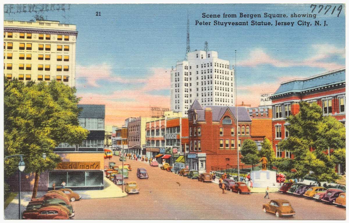 Bergen Square Post Card Jersey City 1950s