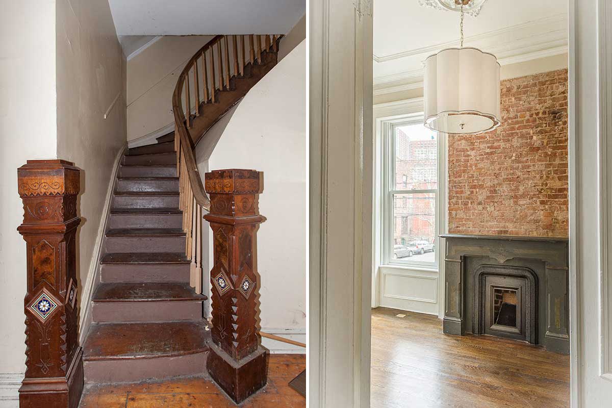 Hampton Court Jersey City Before After Fireplace Stairs