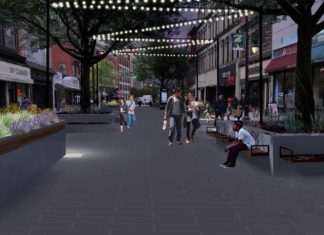 Jersey City Pedestrian Plaza Redesign Rendering Night