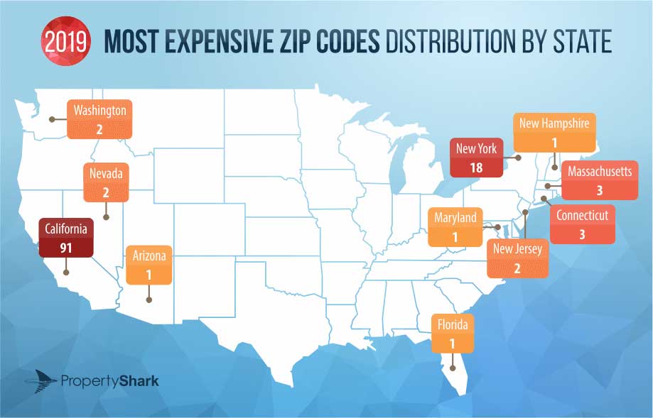 Propertyshark Most Expensive Zip Codes Map