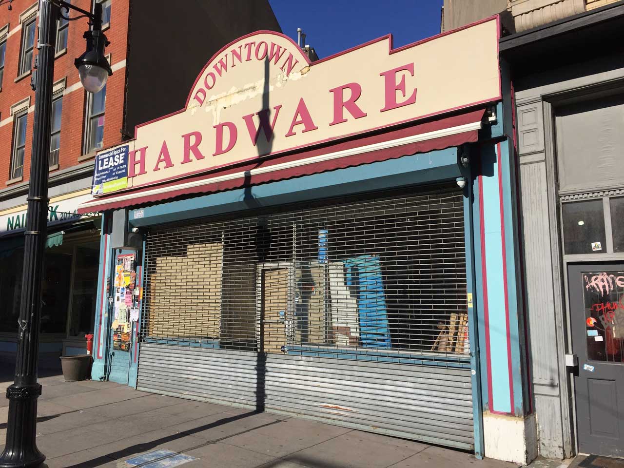 Newark Avenue Pedestrian Plaza Downtown Hardware Closed Jersey City