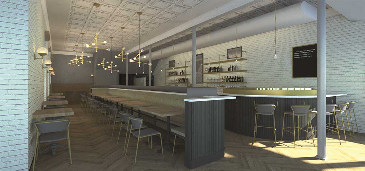 Sirenetta Seafood Raw Bar Hoboken Interior Rendering