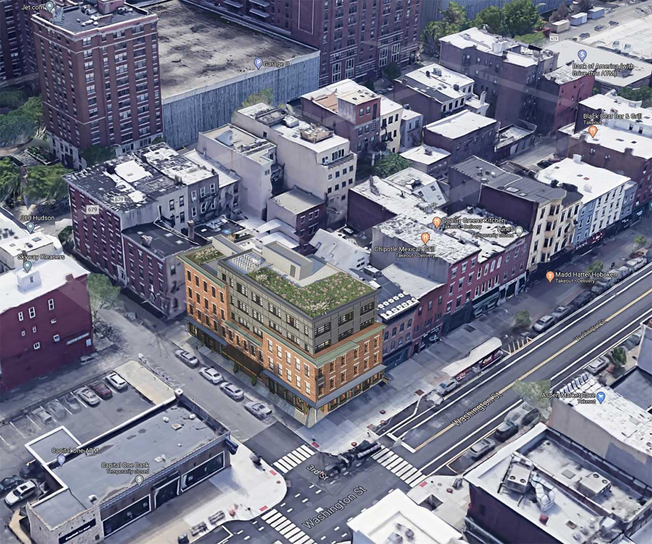 235 237 Washington Street Hoboken Aerial Rendering