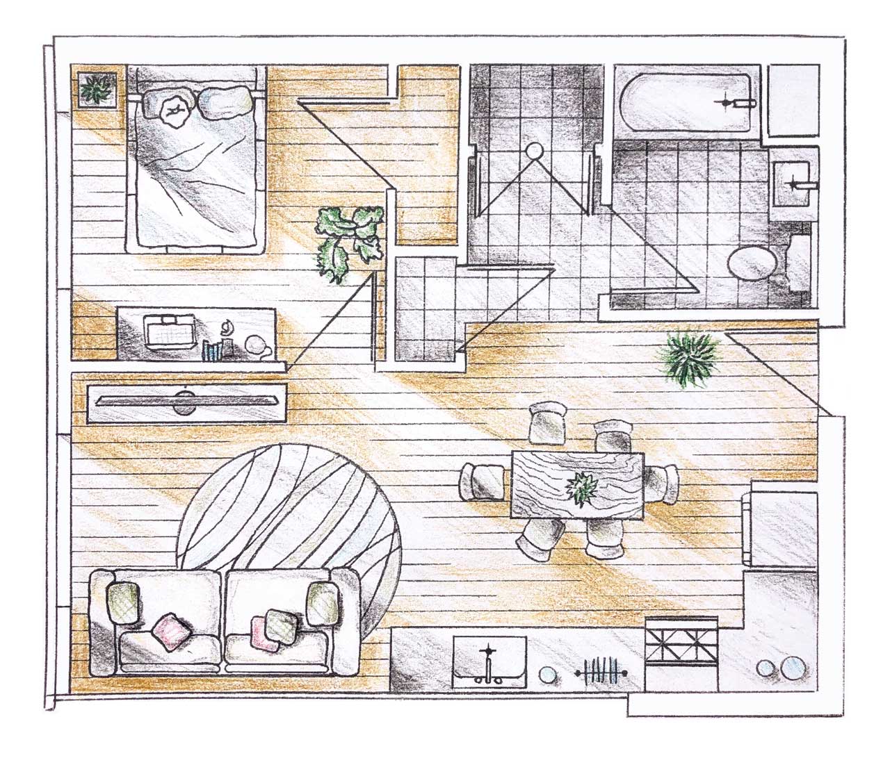 Arbol By Gomes Luxury Rentals Newark One Bedroom Sketch
