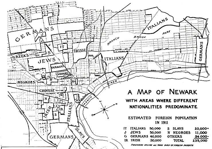 Historic Immigrant Map 1911 Newark 6480