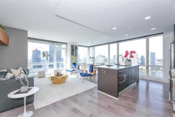 Life on a Grand Scale Plus a Private Balcony Awaits in Crystal Point Two-Bedroom Condo, DTJC Crystal Point 2 2nd Street Condo Unit 2201 For Sale Jersey City 1