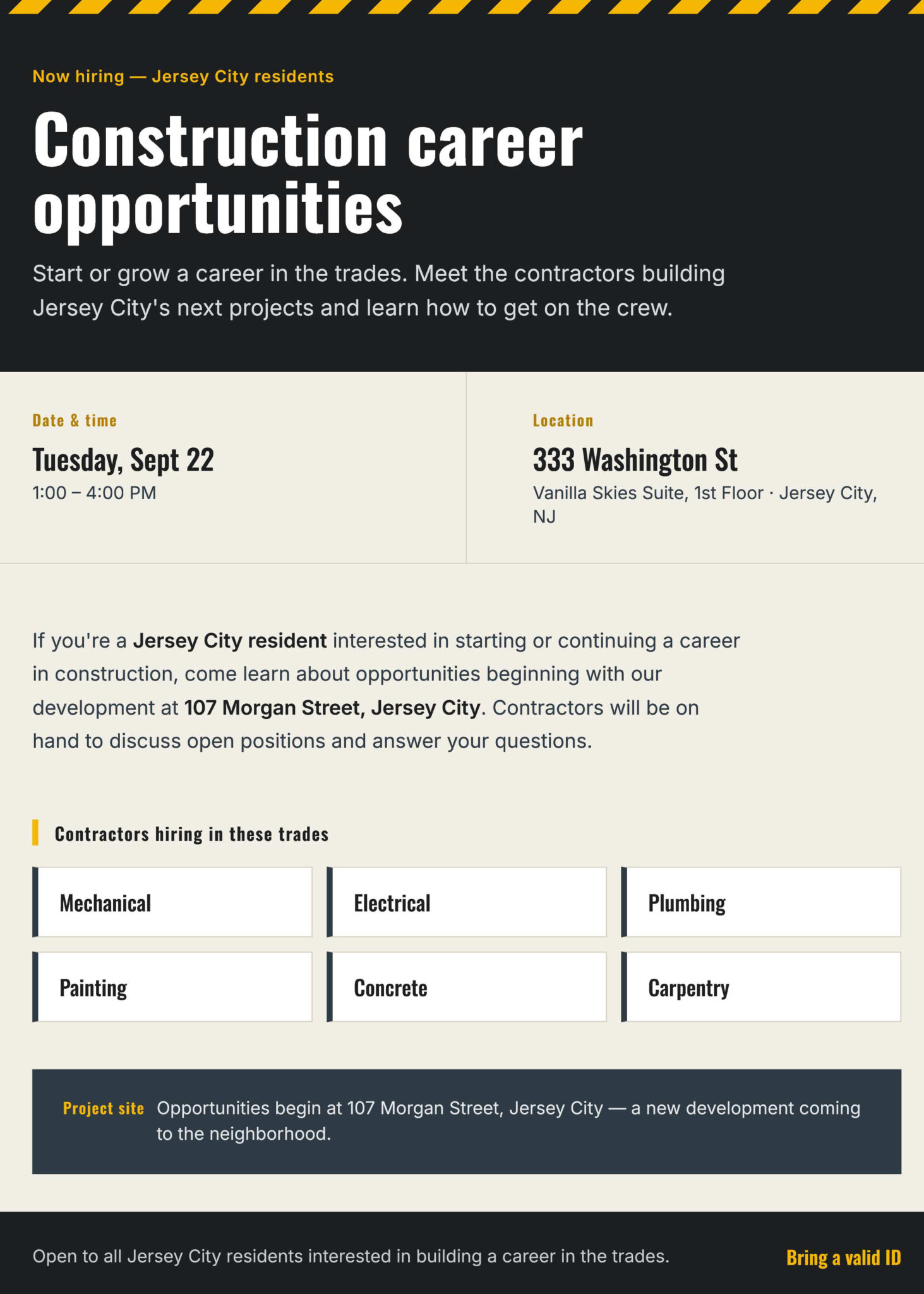 Jersey City Construction Job Fair Flyer